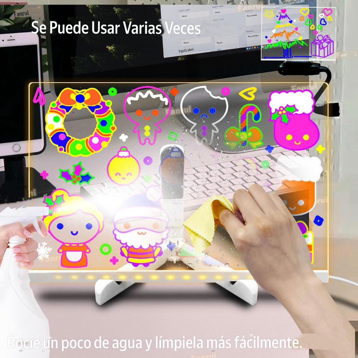 Pizarra LED USB + Marcadores Acrilica